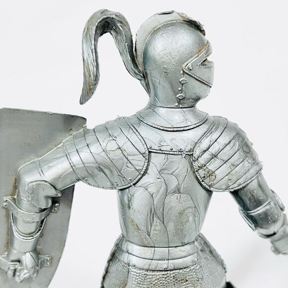 Vintage Louis Marx & Co. Medieval Knight 6” Silver Toy Soldier 1964 - Picture 7 of 15